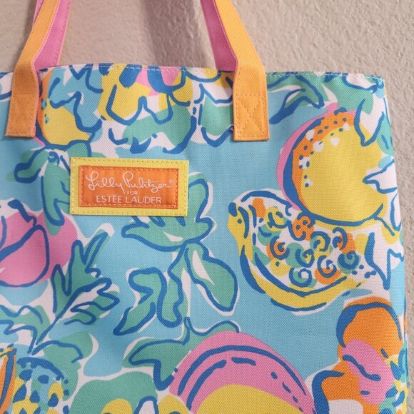 Lilly Pulitzer for Estee Lauder GWP Floral Print Shoulder Tote bag Canvas - Picture 2 of 8